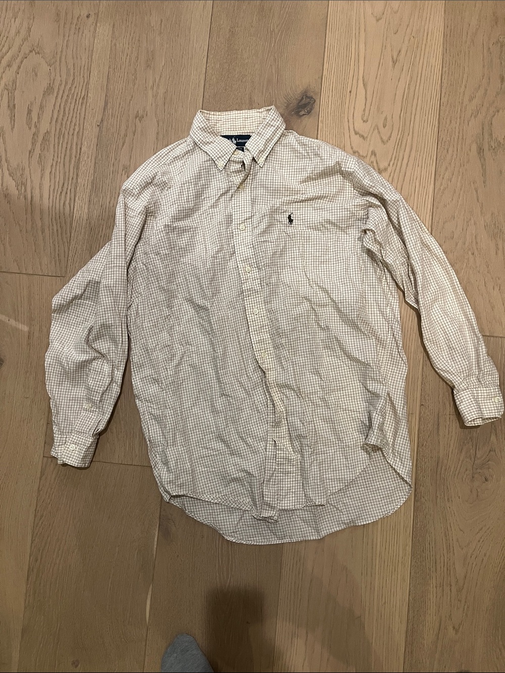 Polo by Ralph Lauren Beige and White Checked Button-Down Shirt